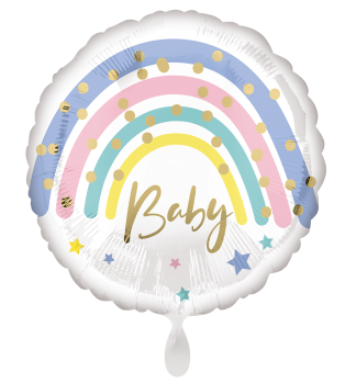 Folienballon rund - Regenbogen: Baby - ø 43cm